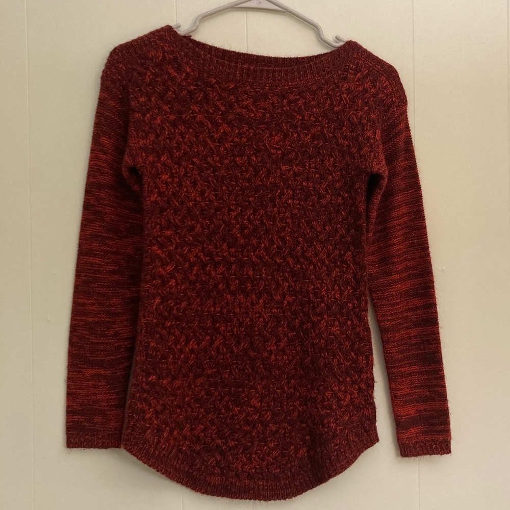 It’s Our Time Red Boatneck Sweater with Textured Front Size XS Great Con…